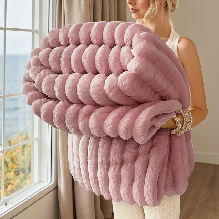Ultra-Soft Faux Rabbit Fur Throw Blanket – Machine Washable, All-Season Decorative Throw - Image 10