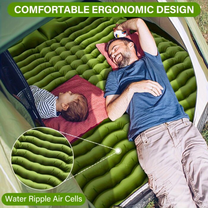 4" Thick Double Sleeping Pad – Self-Inflating Camping Mat with Pillow & Foot Pump - Image 7