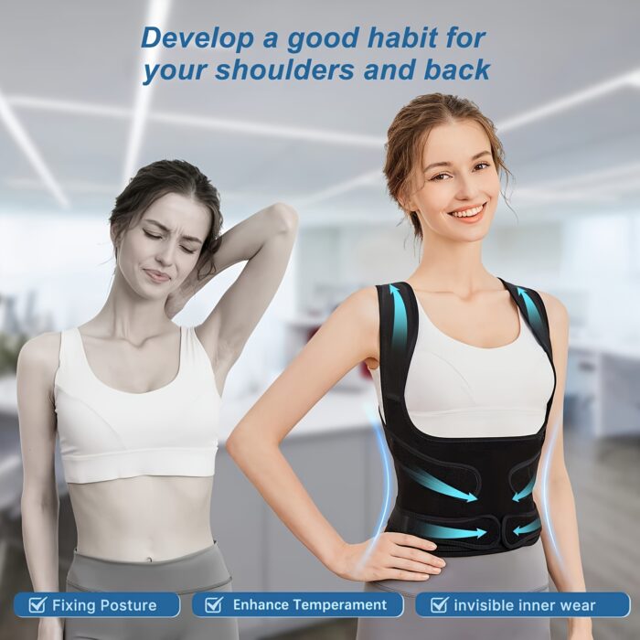 Adjustable Back Brace Posture Corrector – Full Back Support for Work, Study & Exercise - Image 4