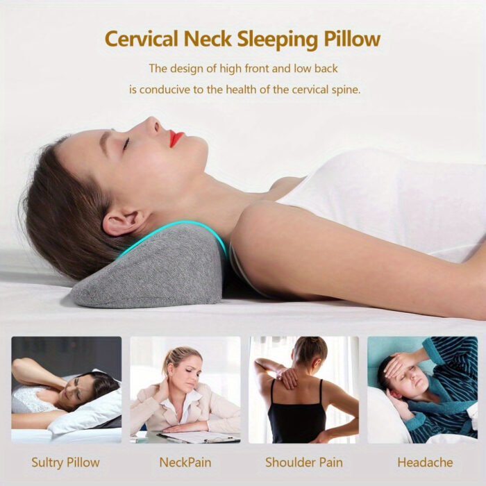 Neck Support Pillow – High-Low Cervical Design with Moisture-Wicking Zippered Cover - Image 8