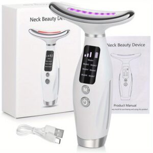 7-Color Neck & Facial Massager – USB Rechargeable LED Skincare Tool with Vibration