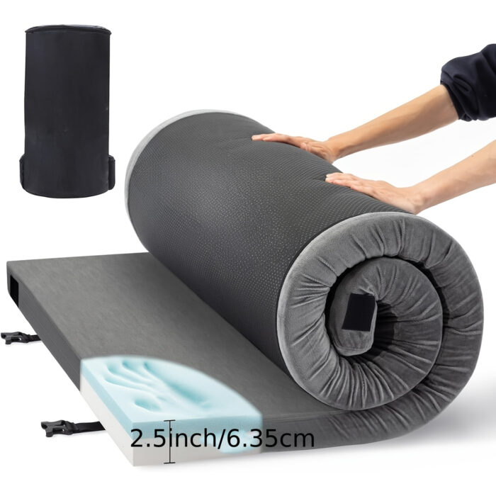 3" Memory Foam Camping Pad – Waterproof Roll-Up Sleeping Mat with Travel Bag