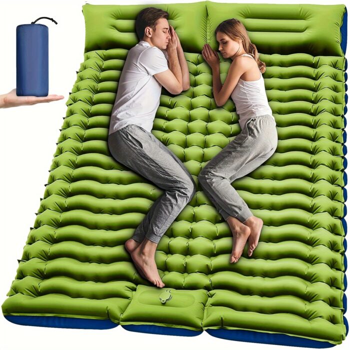 4" Thick Double Sleeping Pad – Self-Inflating Camping Mat with Pillow & Foot Pump - Image 5