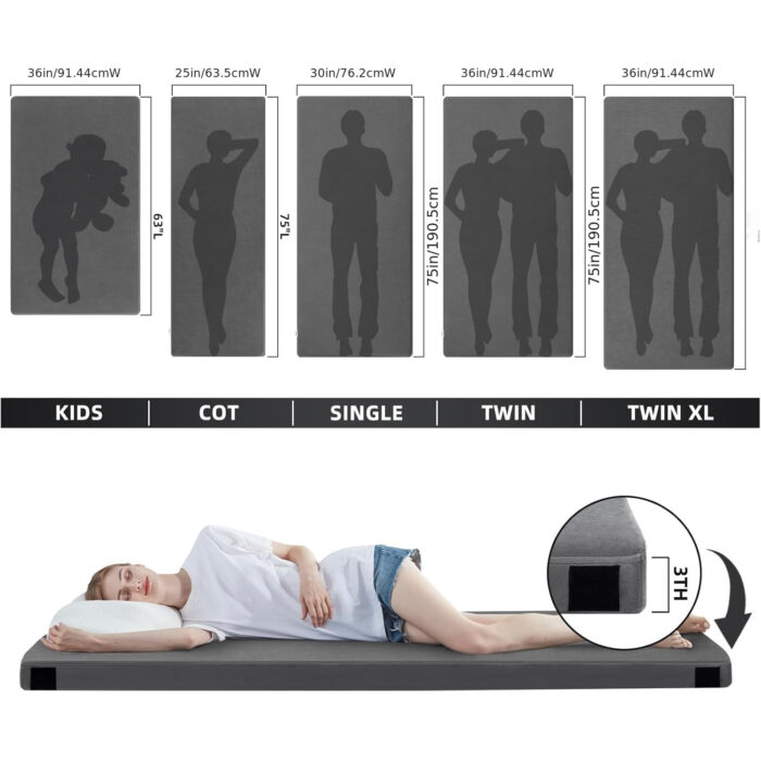 3" Memory Foam Camping Pad – Waterproof Roll-Up Sleeping Mat with Travel Bag - Image 7
