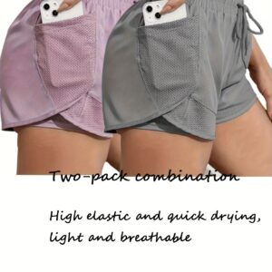 2pcs Women’s Sports Shorts Set – High-Waist, Quick-Dry & Breathable for Yoga & Running