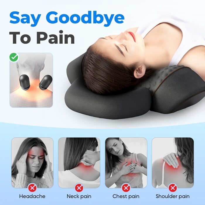 Heated Ergonomic Neck Pillow – Contoured Design, Thermostatic Heating & 3 Vibration Modes (Gray) - Image 7