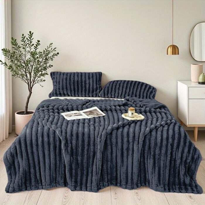 Ultra-Soft Faux Rabbit Fur Throw Blanket – Machine Washable, All-Season Decorative Throw - Image 12