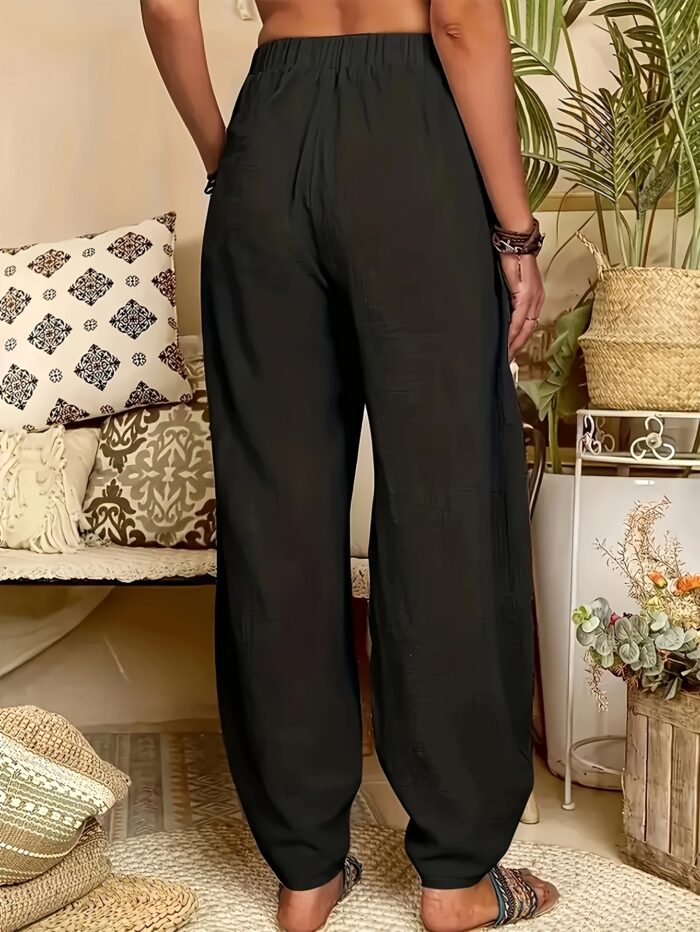 4pcs Women's Lightweight Harem Pants – Elastic Waist, Loose Fit with Pockets (Multi-Color) - Image 6