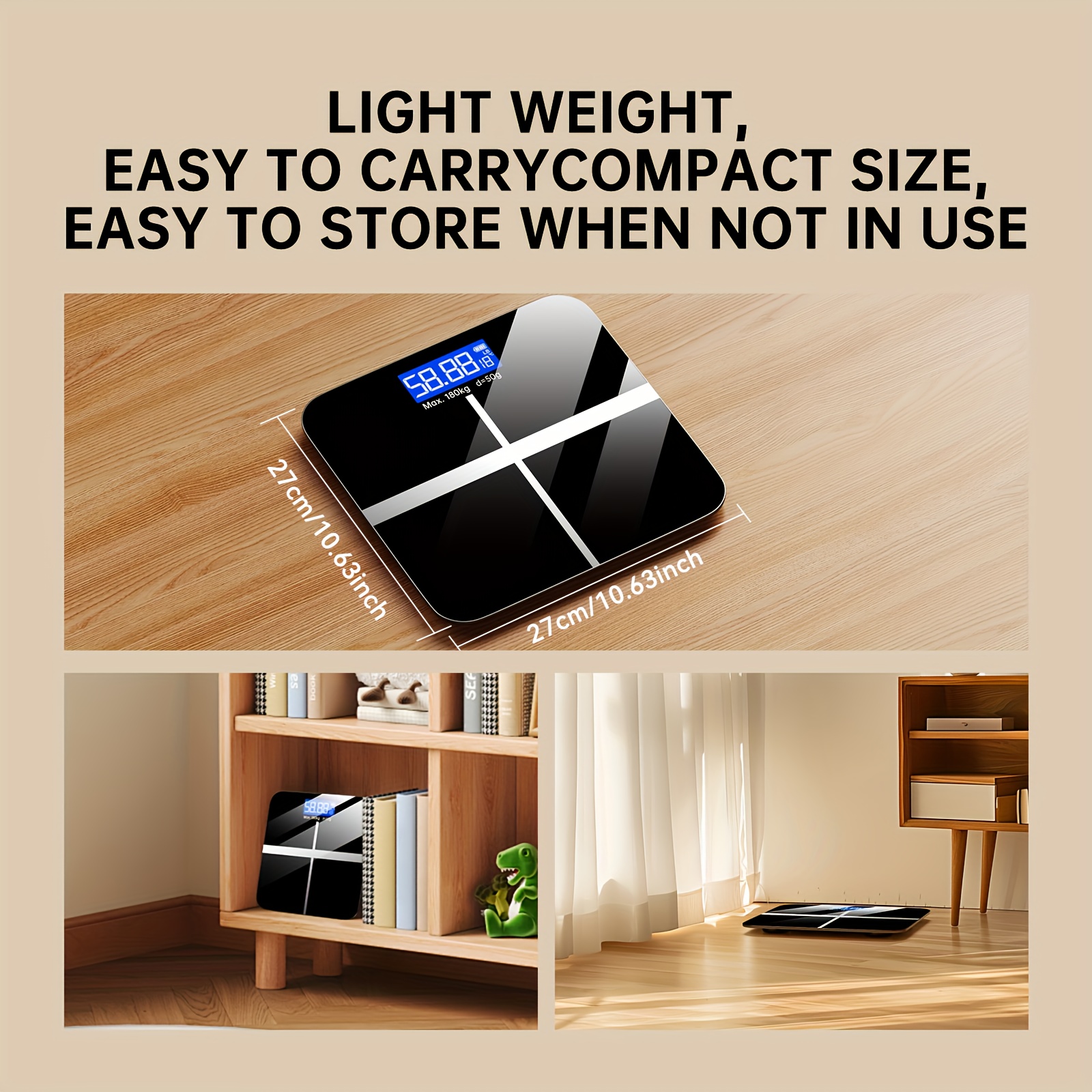High-Precision Digital Bathroom Scale – 396lb Capacity, LCD Display, KG/LB Switchable - Image 12