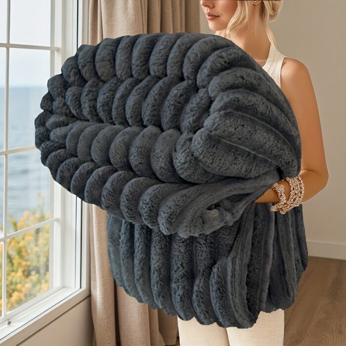 Ultra-Soft Faux Rabbit Fur Throw Blanket – Machine Washable, All-Season Decorative Throw - Image 7