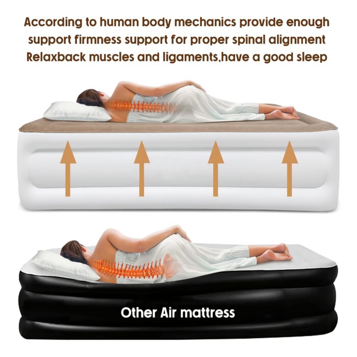 Luxury Air Mattress with Built-In Pump – 18" Double-High, Fast Inflate, 750lb Max (Queen/Twin) - Image 2