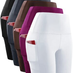 5pcs High-Waisted Workout Shorts – 6" Length, Pocketed, Soft Tummy Control for Yoga & Running