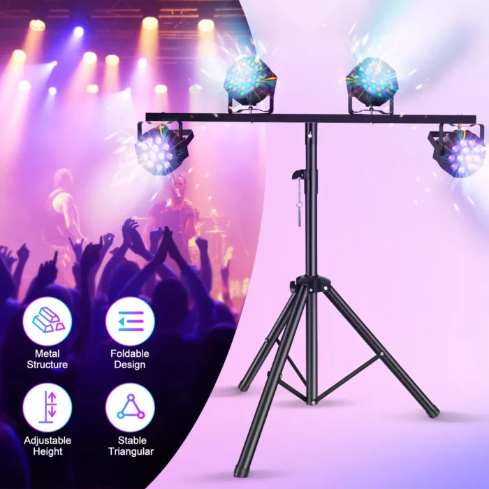 Fieryzeal DJ Light Stand – Adjustable Tripod with T-Bar for Stage Lighting - Image 3