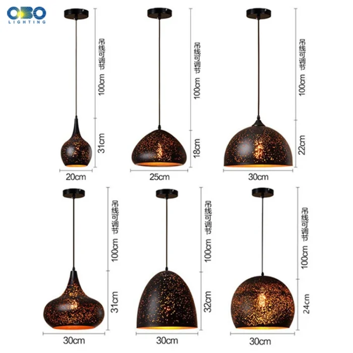Vintage Black Iron Pendant Lamp – Etched Lampshade for Bar, Teahouse & Restaurant Lighting - Image 6