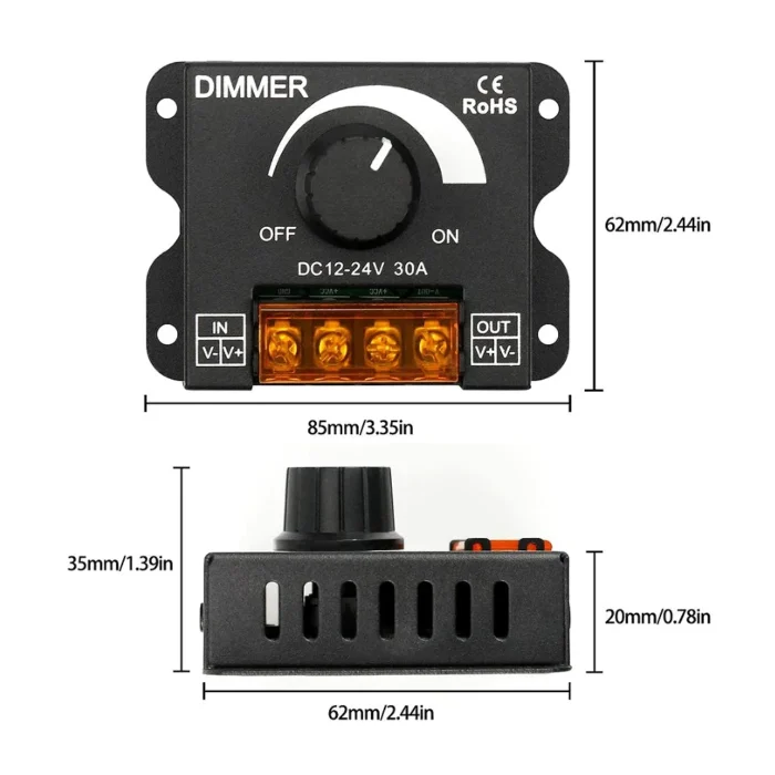 2–10PCS LED Dimmer Controller – PWM Stepless Brightness Adjuster for Single Color Strips - Image 6