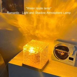 Rotating Water Ripple Night Lamp – 16 Colors with Remote, Cube Light for Bedside & Gifts