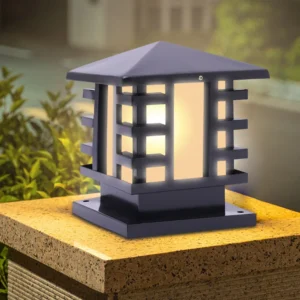 Bymaocar Black Retro Pillar Garden Light – Waterproof Outdoor Patio & Yard Post Lamp (27x23x23cm)