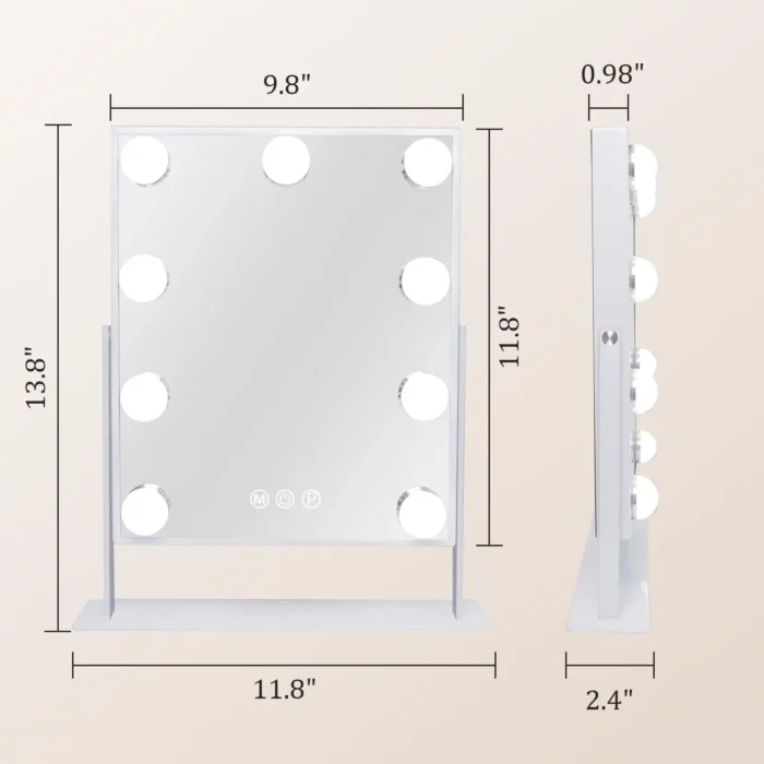 Lighted Makeup Mirror – 9 LED Bulbs, 10x Magnifying Mirror, 360° Rotation & 3 Light Modes - Image 5
