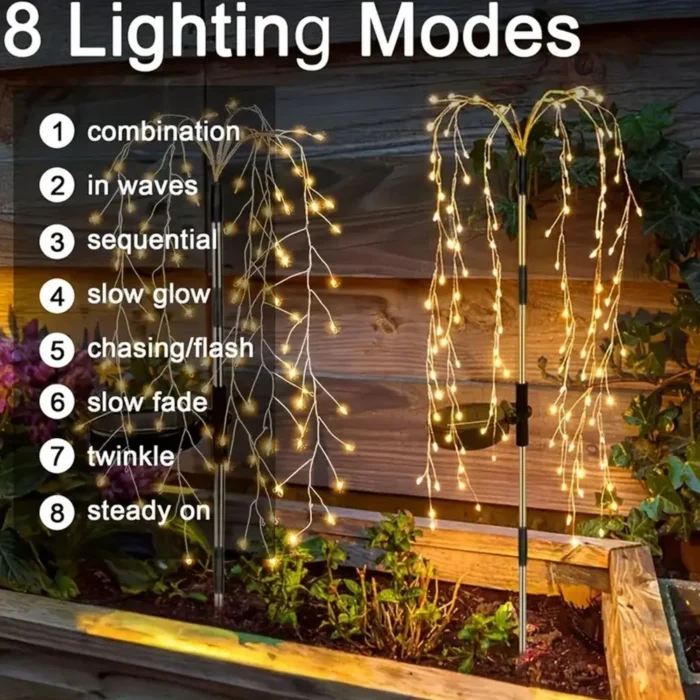 2/4/6pcs Outdoor Solar Fireworks Lights – 8-Mode Fairy String Lights for Garden & Balcony - Image 3