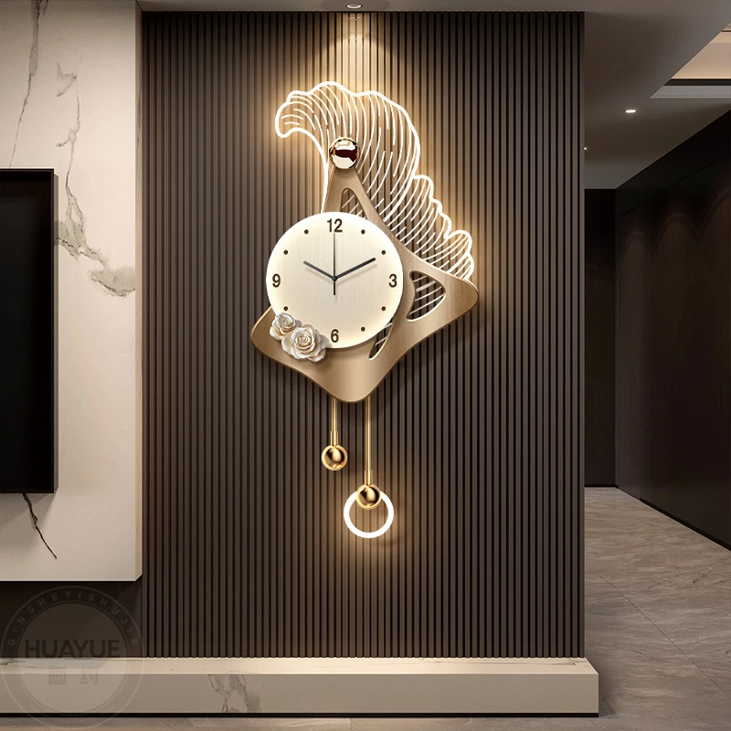 Creative Wall Clock with Decorative Light – Hanging Art for Living & Dining Room Decor - Image 3