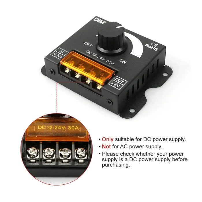 2–10PCS LED Dimmer Controller – PWM Stepless Brightness Adjuster for Single Color Strips - Image 5