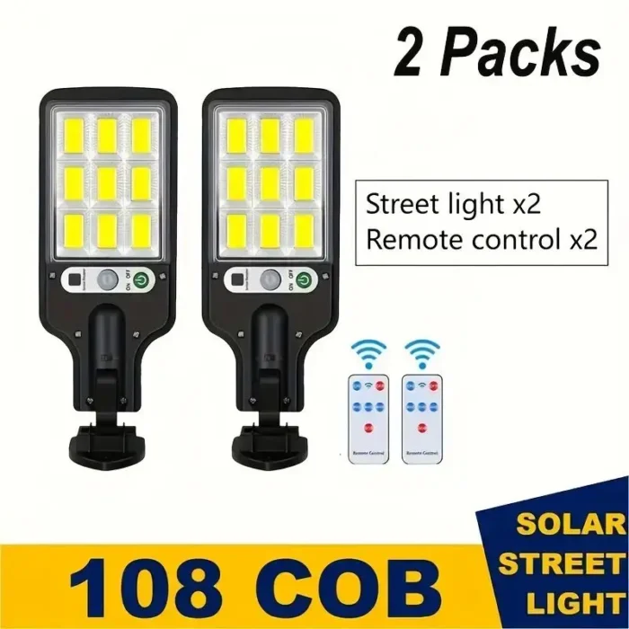 1/2/4-Pack Solar Street Lights – 108 COB LED with Remote & Motion Sensor, 3 Adjustable Modes - Image 9