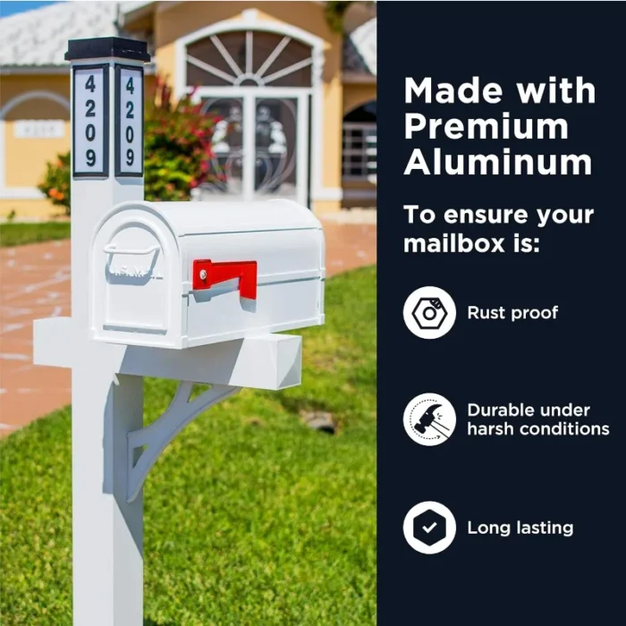 Two-Door Premium Aluminum Mailbox with Solar Address Light – Illuminated House Numbers - Image 6