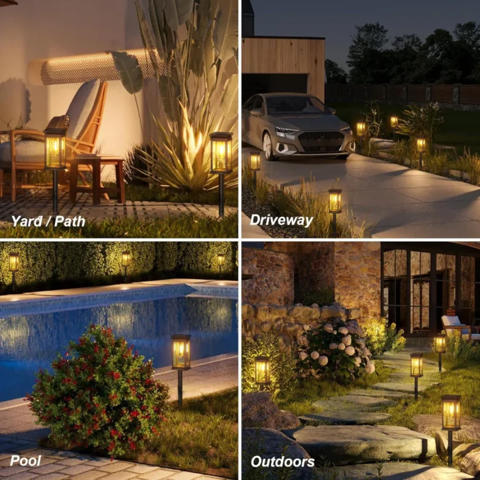 6 Pack Upgraded Solar Lights – 2700K Warm White, Super Bright 12H for Yard & Garden Walkway - Image 6