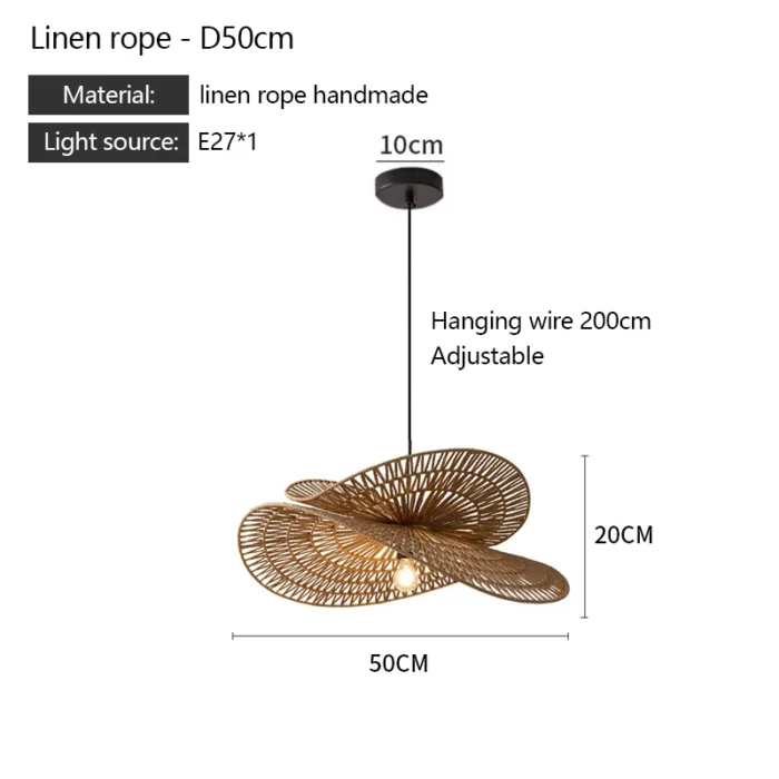 Vintage Rattan Hemp Rope Chandelier – Handmade Pendant Light for Living, Dining & Bedroom - Image 9