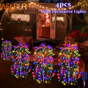 4-Pack 680LED Christmas Solar Firecracker Fireworks Lights – Outdoor Yard & Garden Decor