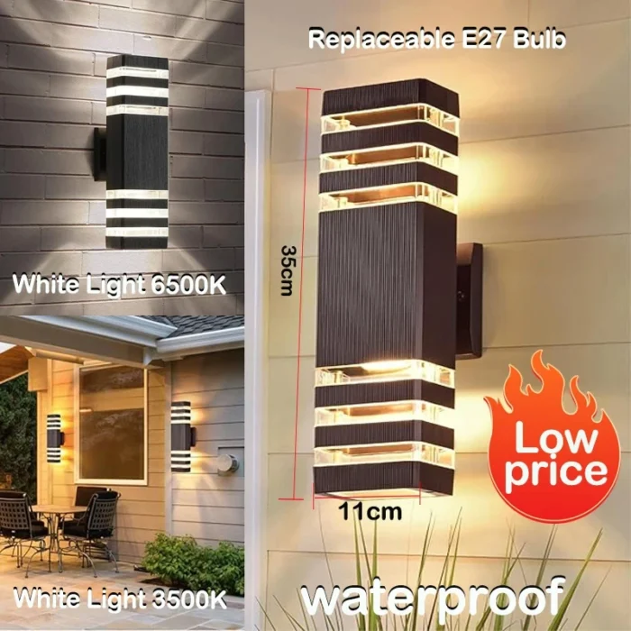 LED Outdoor Wall Lights – E27 Up/Down IP65 Waterproof Sconce for Porch & Garden - Image 2