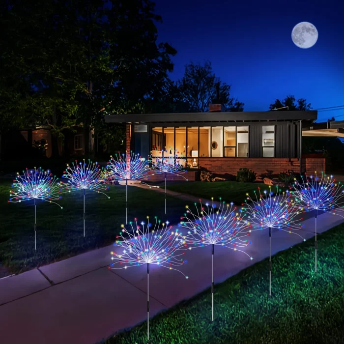 2 Pack Outdoor Solar Garden Lights – 120/150 LED Copper Wire Fireworks Lamp, 8 Modes - Image 2