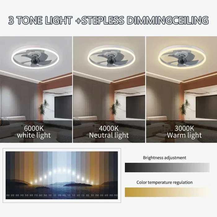 Modern LED Ceiling Fan Light – Silent Embedded Fixture for Living Room & Bedroom - Image 5