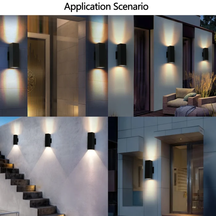 2-Pack Outdoor Wall Lights – IP65 Waterproof Up & Down GU10 Sconce, Black Aluminum - Image 4