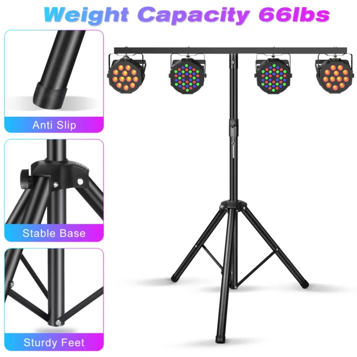Yiflamefly T-Stand Tripod – Adjustable LED Par Light Bracket for Stage Lighting - Image 4