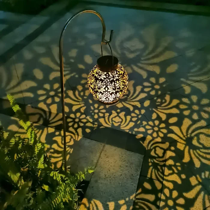 Outdoor Solar Hanging Garden Light – Hollow Iron Art LED Waterproof Landscape Projection Lamp - Image 6