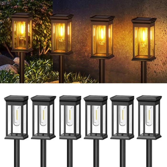 6 Pack Upgraded Solar Lights – 2700K Warm White, Super Bright 12H for Yard & Garden Walkway - Image 7