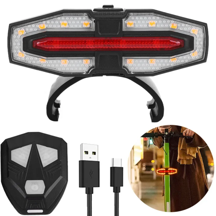 USB Rechargeable Turn Signal Tail Light – Smart LED Warning Lamp for Xiaomi E-Scooters - Image 2