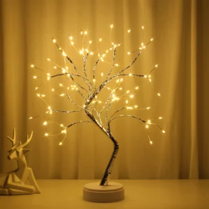 20" Bonsai Tree Light – USB/Battery Operated Table Lamp with Touch Switch for Home & Events