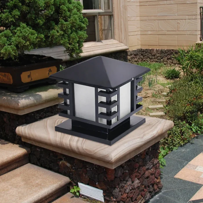 Bymaocar Black Retro Pillar Garden Light – Waterproof Outdoor Patio & Yard Post Lamp (27x23x23cm) - Image 4
