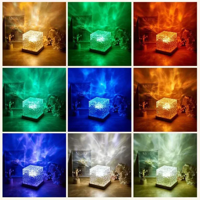Rotating Water Ripple Night Lamp – 16 Colors with Remote, Cube Light for Bedside & Gifts - Image 5
