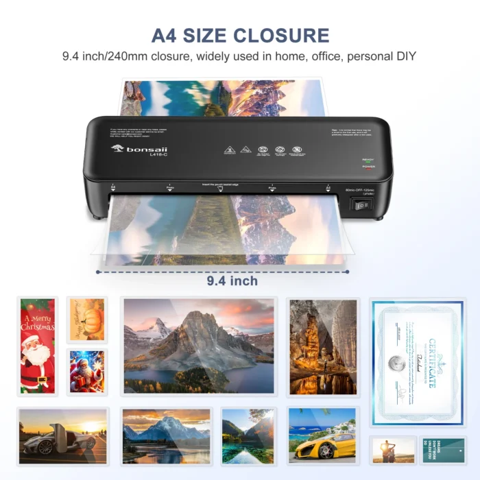 Bonsaii 9-Inch Thermal Laminator – Jam-Free Tech for Documents, Photos & Posters - Image 2