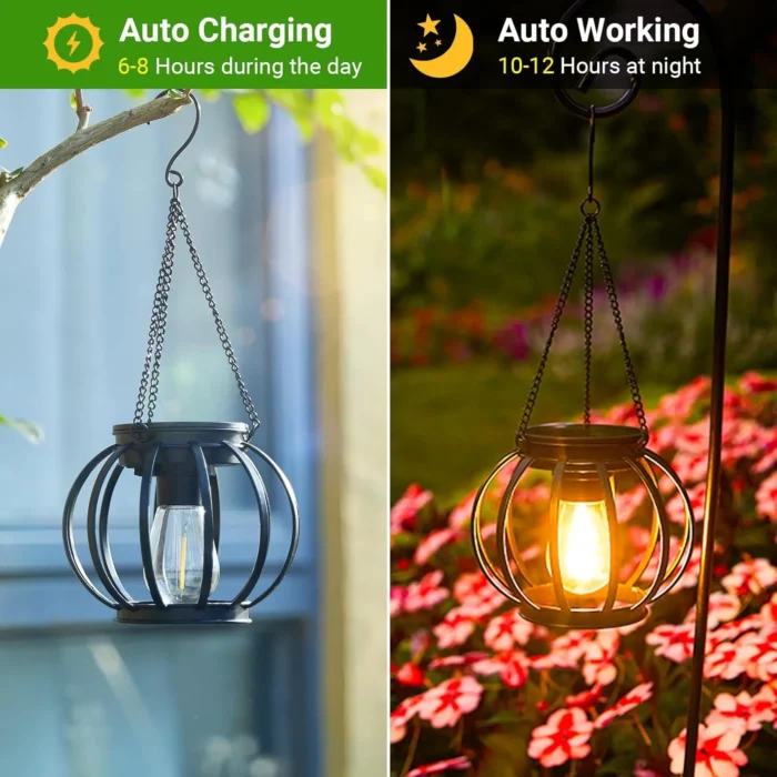 2-Pack Hanging Solar Lights – Bright Orb Design with Auto On/Off for Garden, Yard & Patio - Image 2