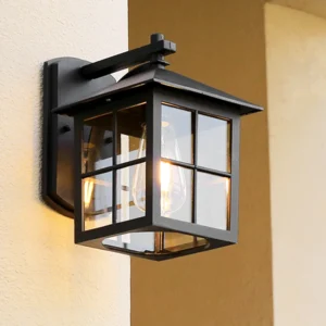 Outdoor Vintage Wall Lamp – E27 Bulb Retro Sconce, Black Bronze for Porch & Garden