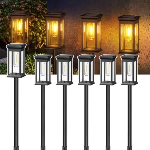 6 Pack Upgraded Solar Lights – 2700K Warm White, Super Bright 12H for Yard & Garden Walkway