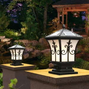 LED Solar Post Light – Vintage Outdoor Fixture with Dusk to Dawn Sensor for Garden & Entrance