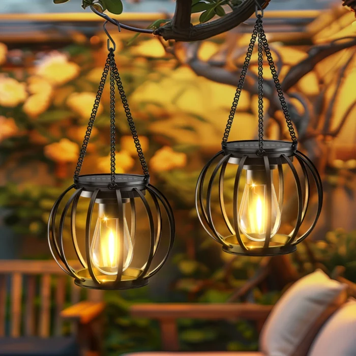2-Pack Hanging Solar Lights – Bright Orb Design with Auto On/Off for Garden, Yard & Patio