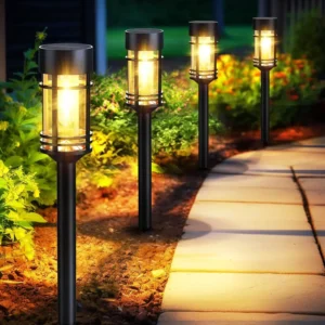 4 Sets Outdoor Solar Street Lights – Waterproof Warm White Landscape & Sidewalk Lights