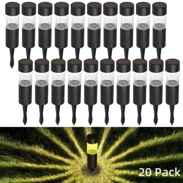 20 Pack Small Solar Pathway Lights – 3000K Warm White, Dusk to Dawn Auto On/Off