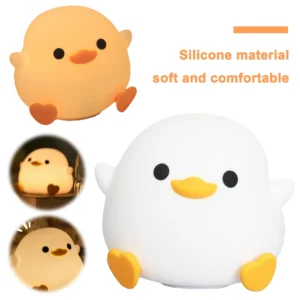 Silicone Duck Night Light – Touch Dimmable USB Bedside Lamp for Kids Room